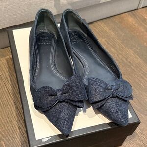 Tory Burch Dark Blue Bow Flats